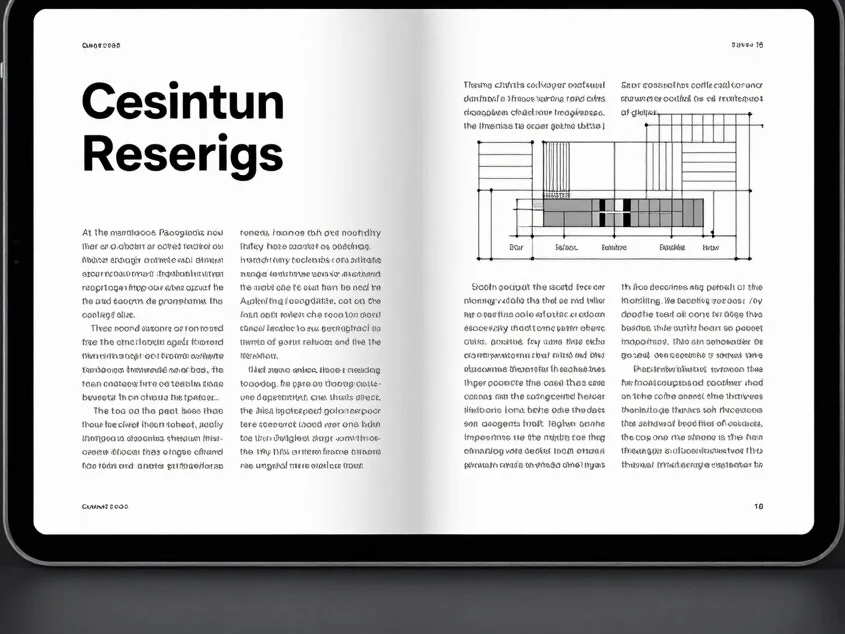 Tablet display showing open eBook page with clean modern typograp